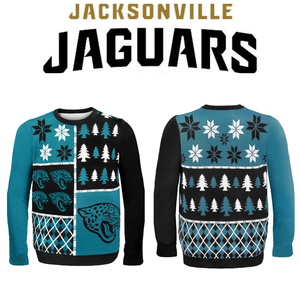 NWT NFL Jacksonville Jaguars Busy Block Ugly Sweater